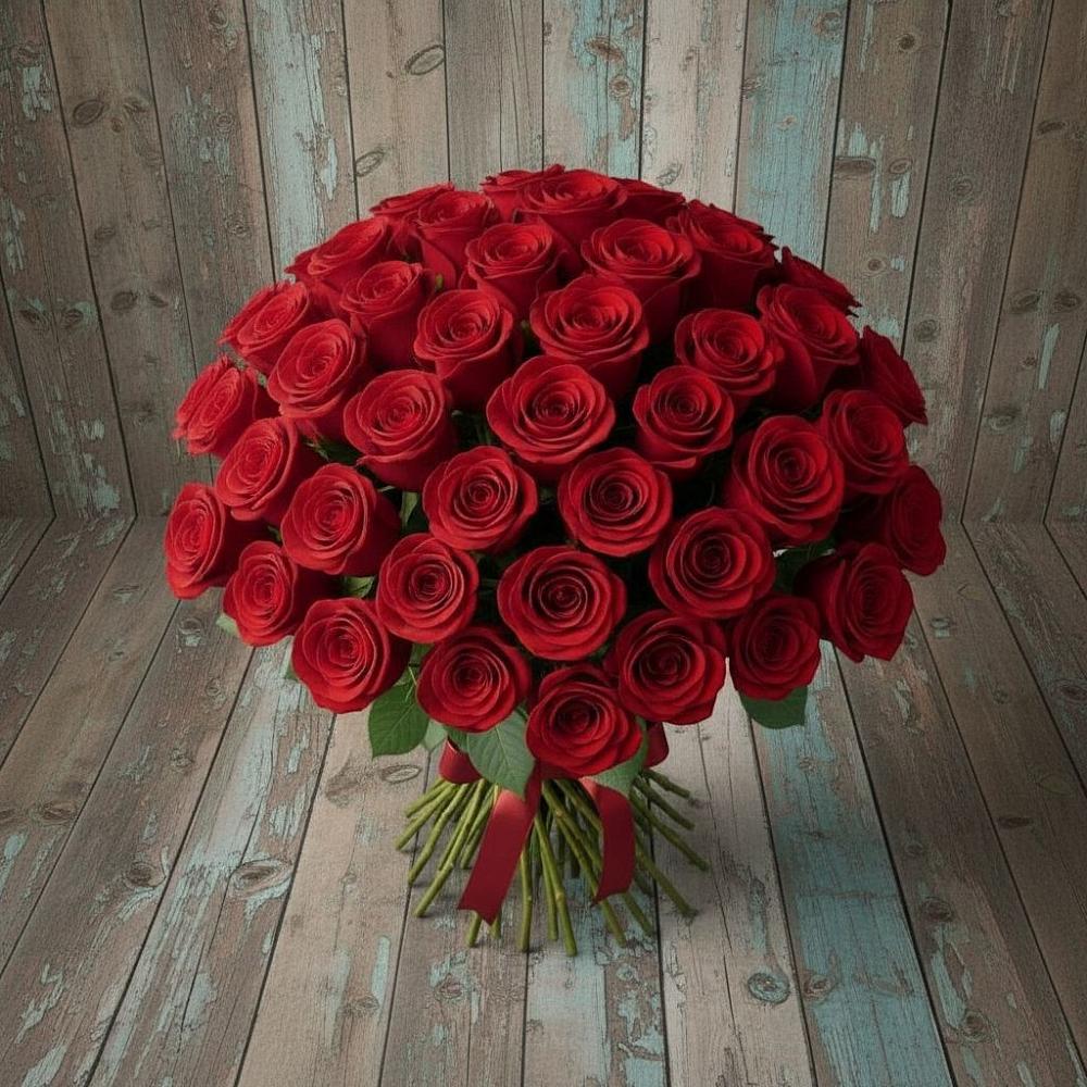 Букет 55 Красных роз Фридом в Атагае