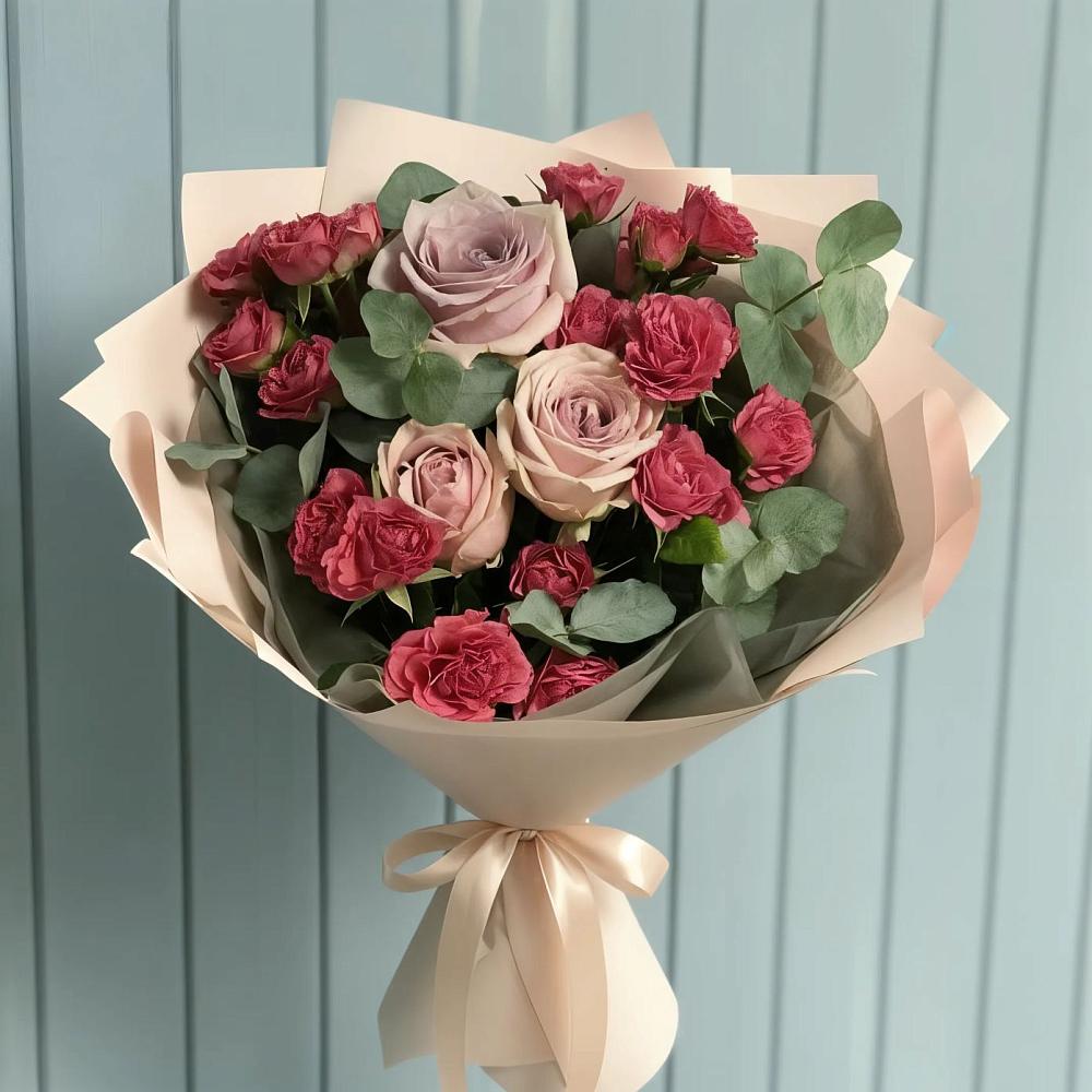 Букет цветов из: Гвоздики и Розы в Атагае