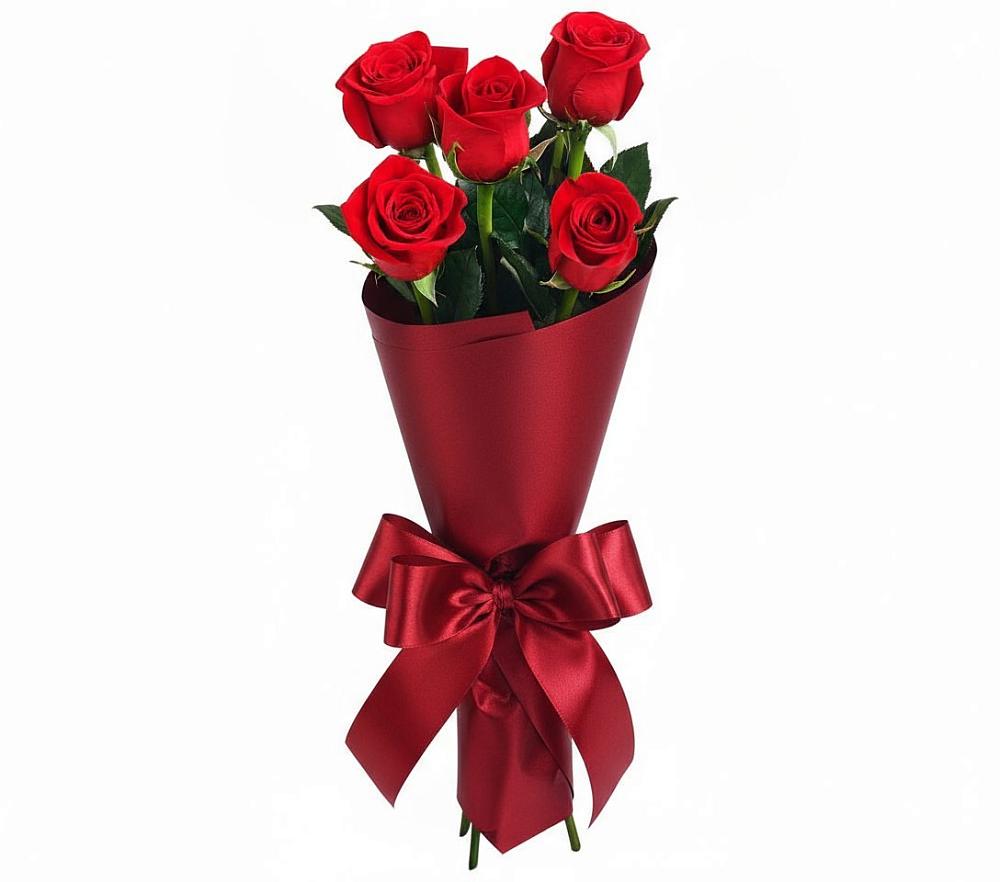 Букет 5 Красных роз Эдлесс Лав в Атагае