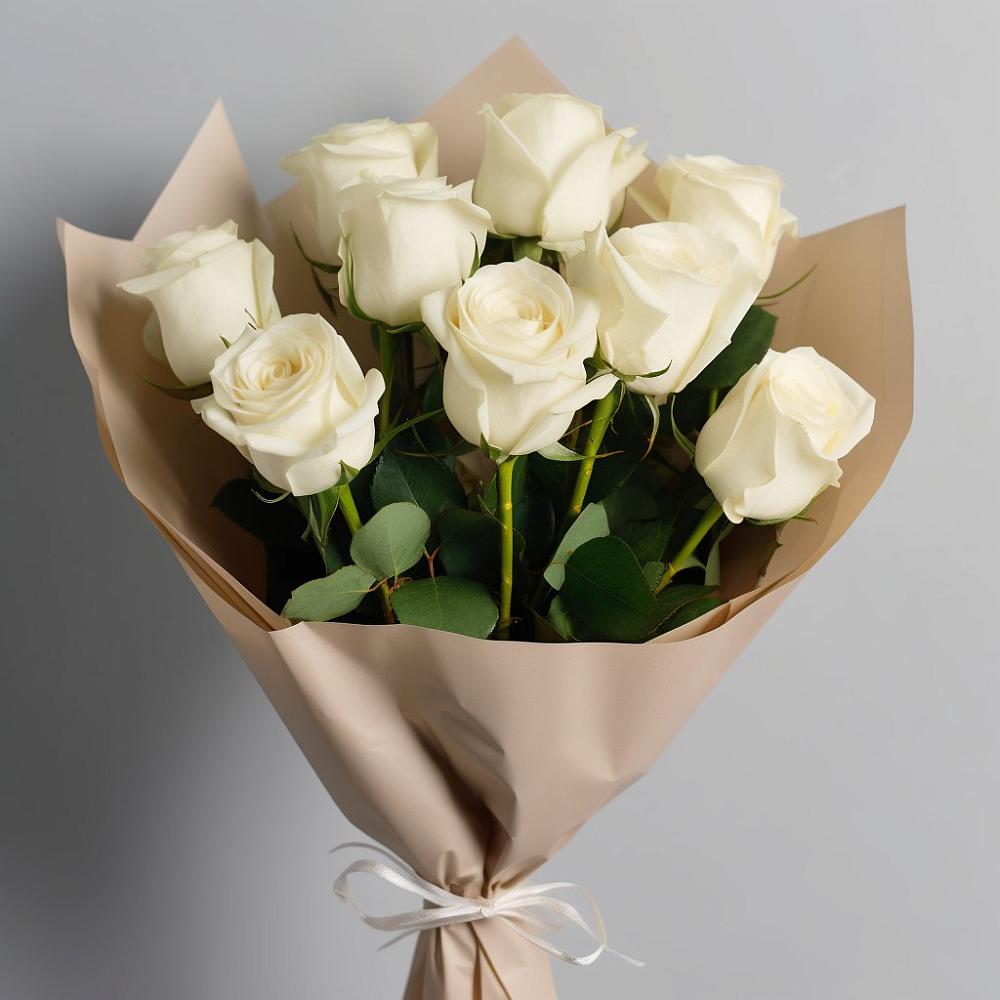 Букет 9 Белых роз Эдлесс Лав в Атагае