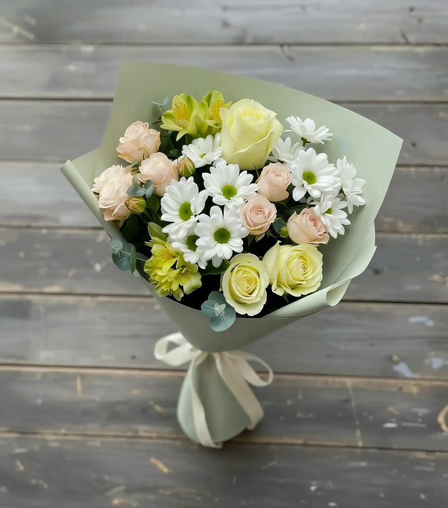 Букет цветов из: Альстромерии, Розы и Хризантемы в Атагае