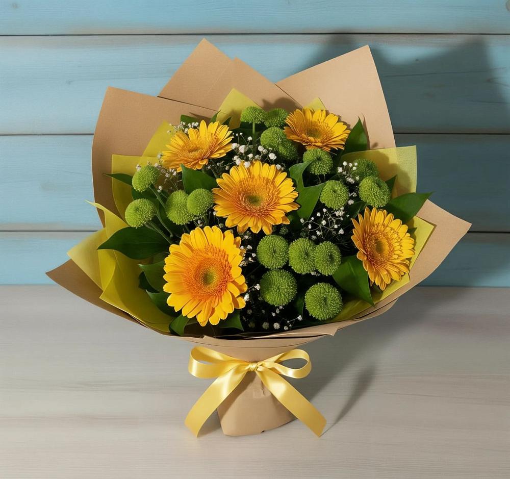 Букет цветов из: Герберы и Хризантемы в Атагае