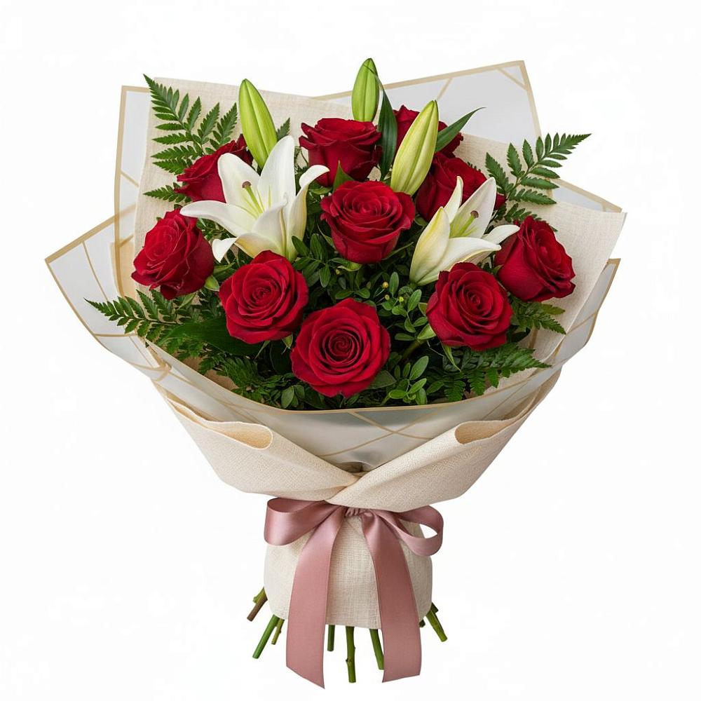 Букет цветов из: Лилии и Розы в Атагае