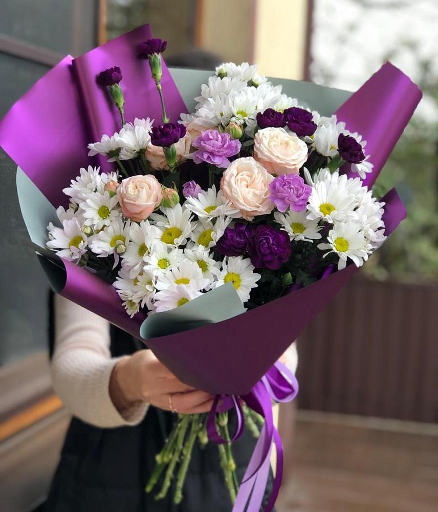 Букет цветов из: Хризантемы, Гвоздики и Розы в Атагае