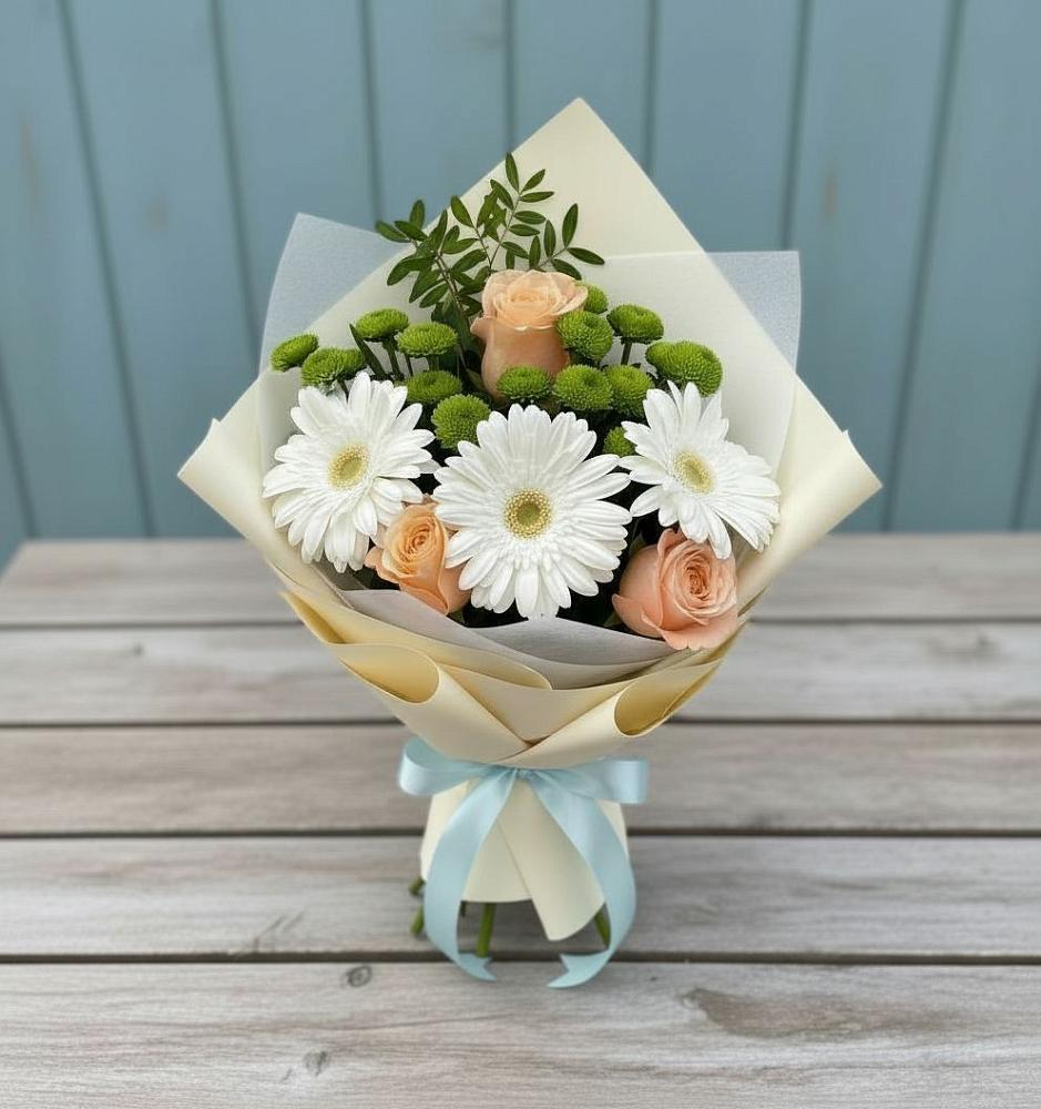 Букет цветов из: Герберы, Розы и Хризантемы в Атагае