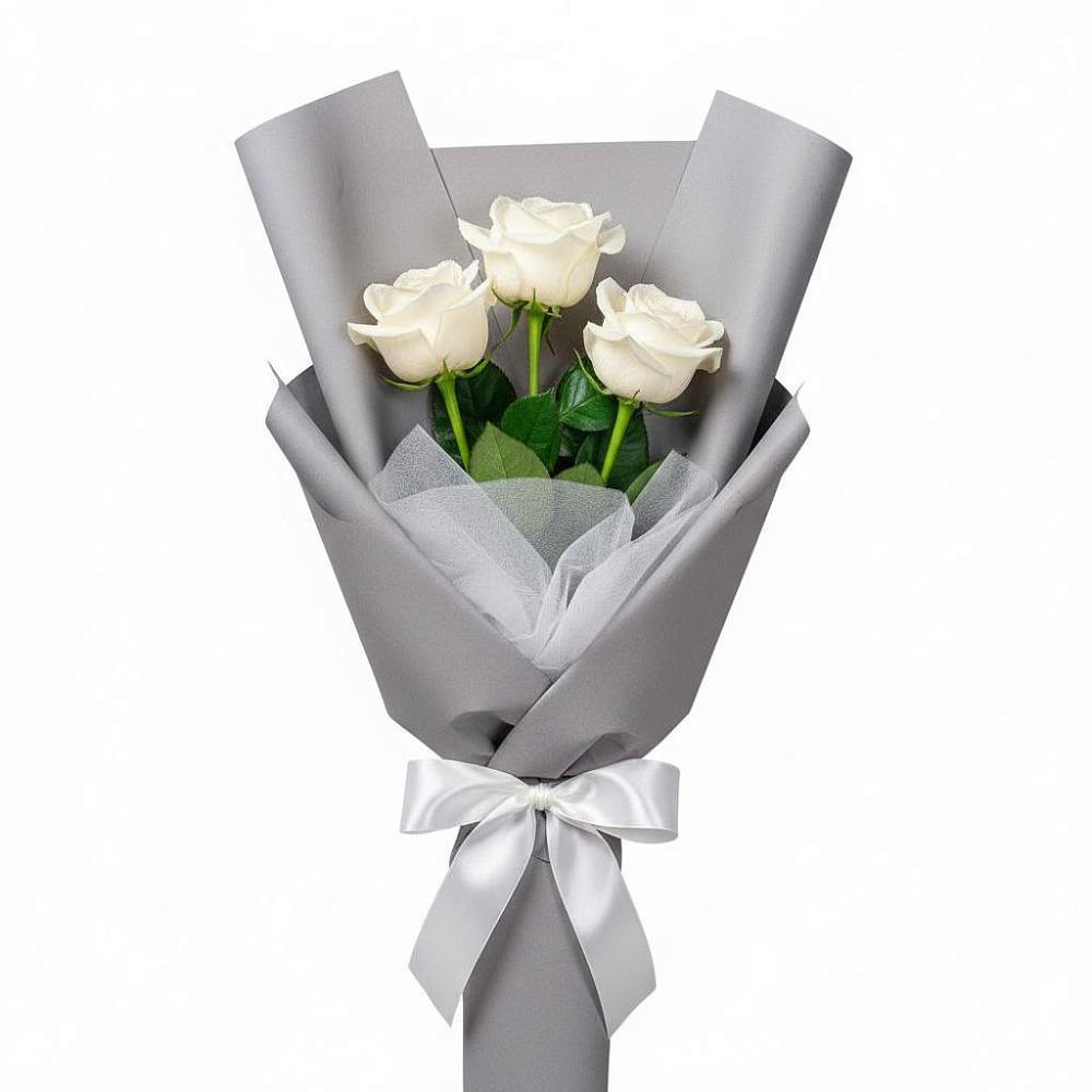 Букет 3 белые розы в Атагае