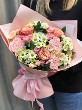 Букет нежные объятья в Атагае Букет цветов из: Гвоздики, Розы и Хризантемы в Атагае