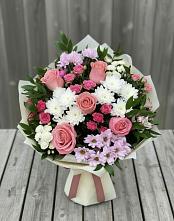 Букет цветов из:  Альстромерии, Гвоздики, Розы и Хризантемы в Атагае