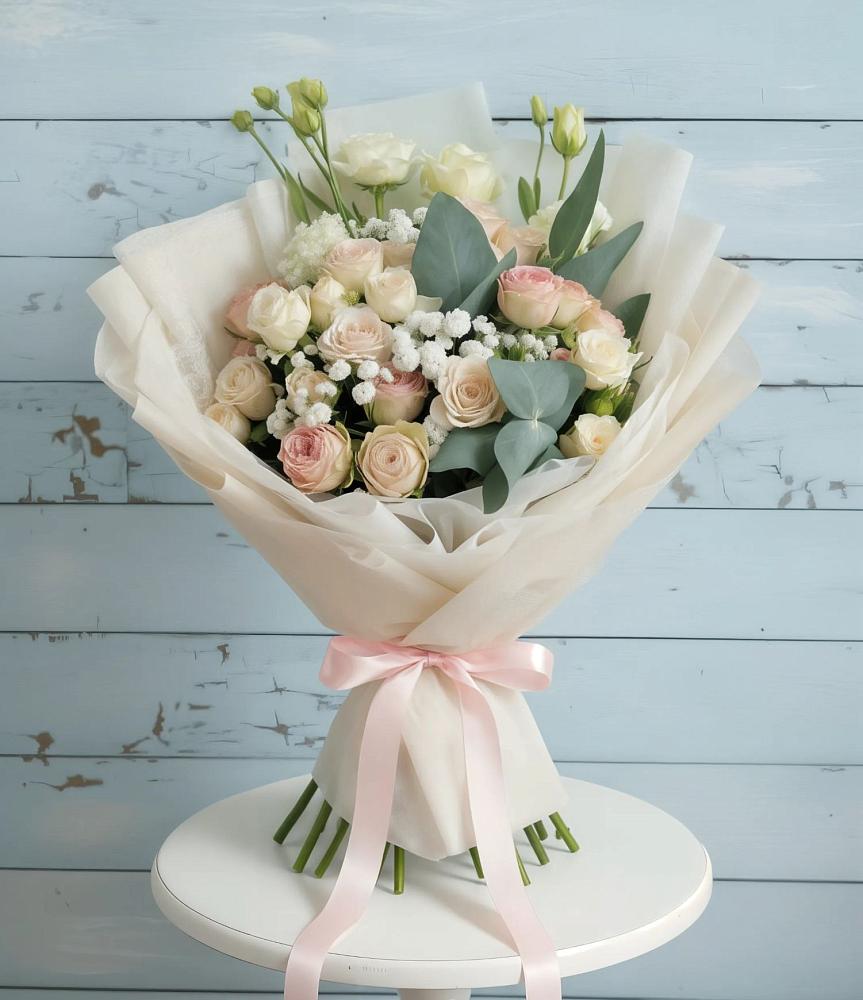 Букет цветов из: Розы и Лизиантусы в Атагае