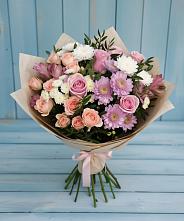 Букет цветов из:  Хризантемы, Розы и Альстромерии в Атагае