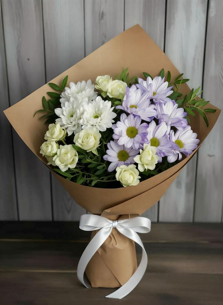 Букет цветов из: Хризантемы и Розы в Атагае