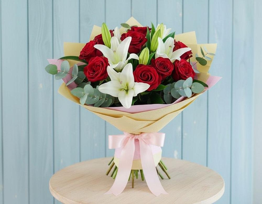 Букет цветов из: Лилии и Розы в Атагае